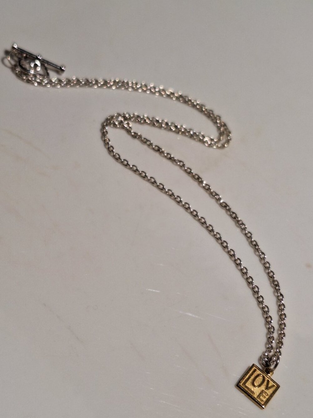 Vintage Love Pendant Gold Coloured on New Chain and Heart Closure